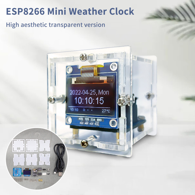 Learn Diy Electronics - ESP8266 Mini Weather Clock Kit DIY