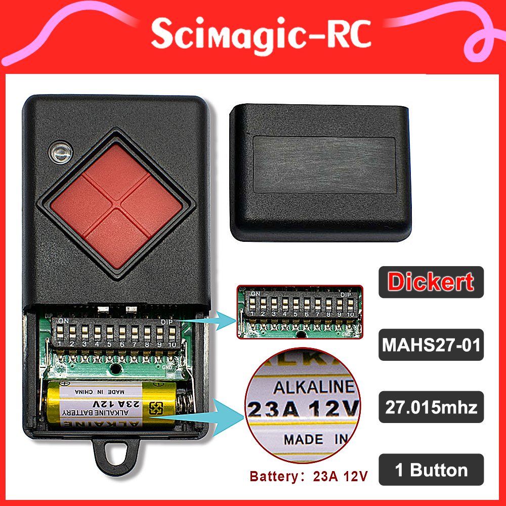 Diy Electronics Button - 100% Compatible DICKERT 27 mhz Red