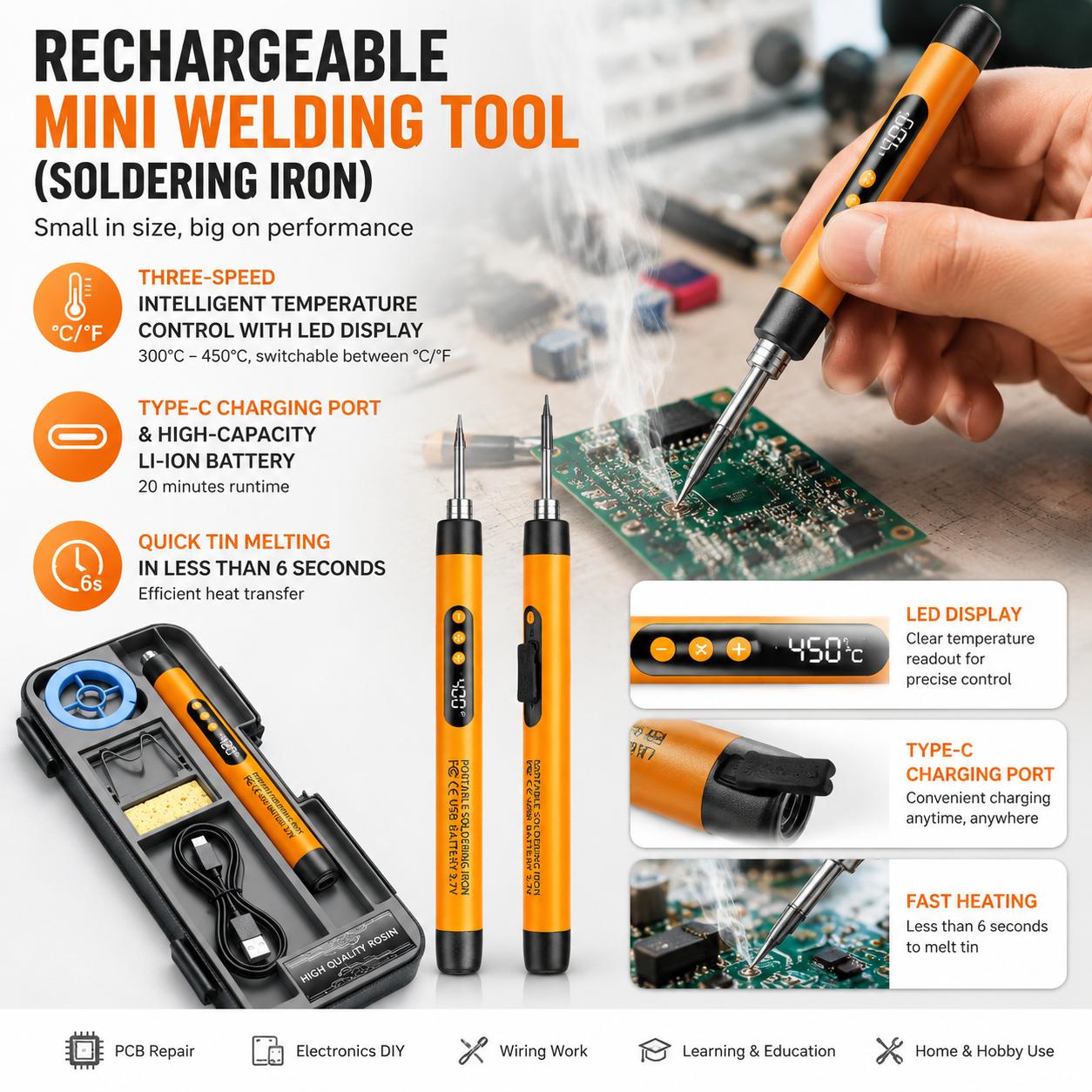 USB Rechargeable Mini Solderin - Diy Electronics Workshop recensione e prezzo