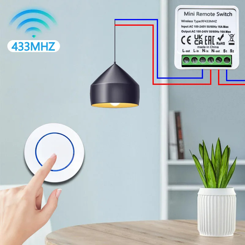 433HMz Wireless Light Switch 1 - Diy Electronics Button recensione e prezzo